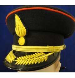 Black Peaked Cap with Gold Embroidered Peak and Badge